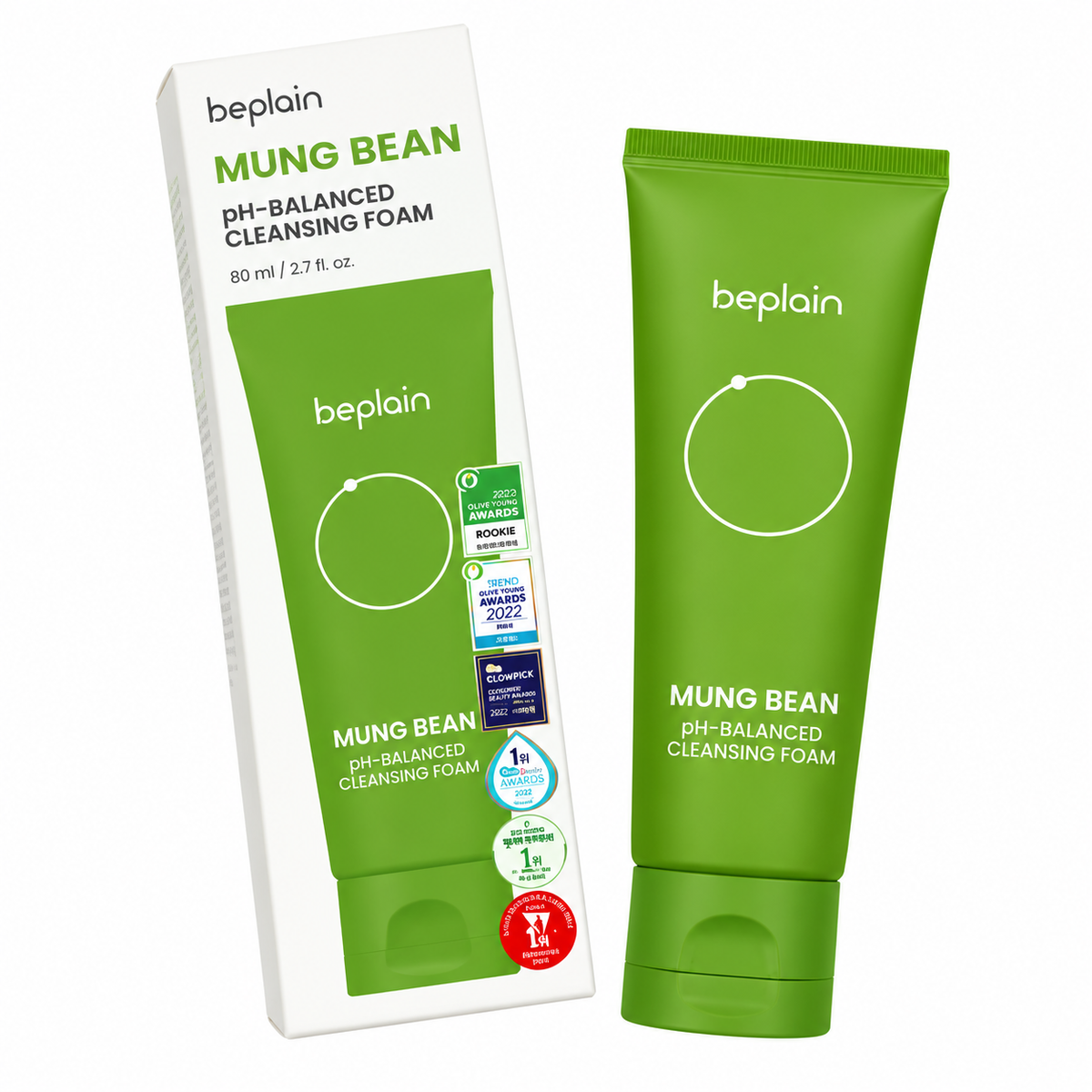 Tube de mousse nettoyante beplain Mung Bean 80 ml
